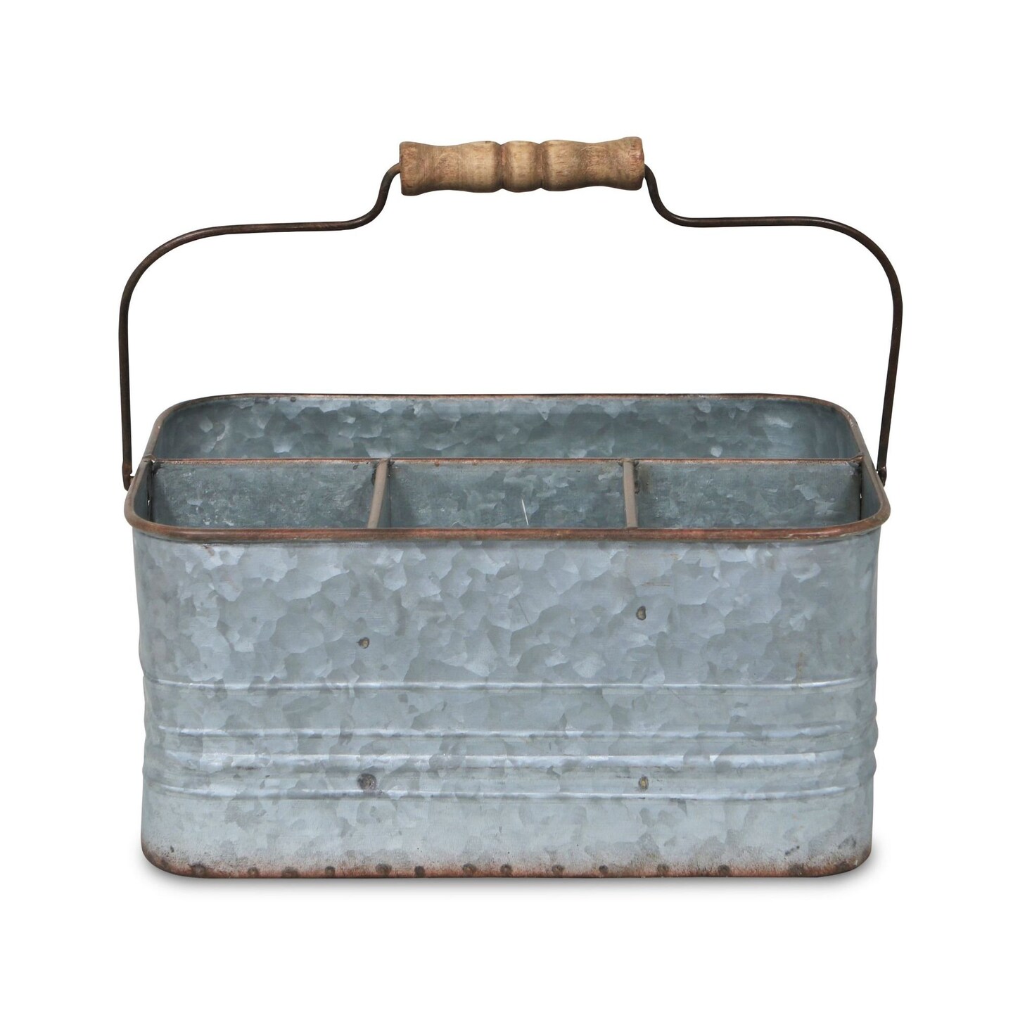 Contemporary Home Living 11&#x22; Four Compartment Storage Caddy with Handle