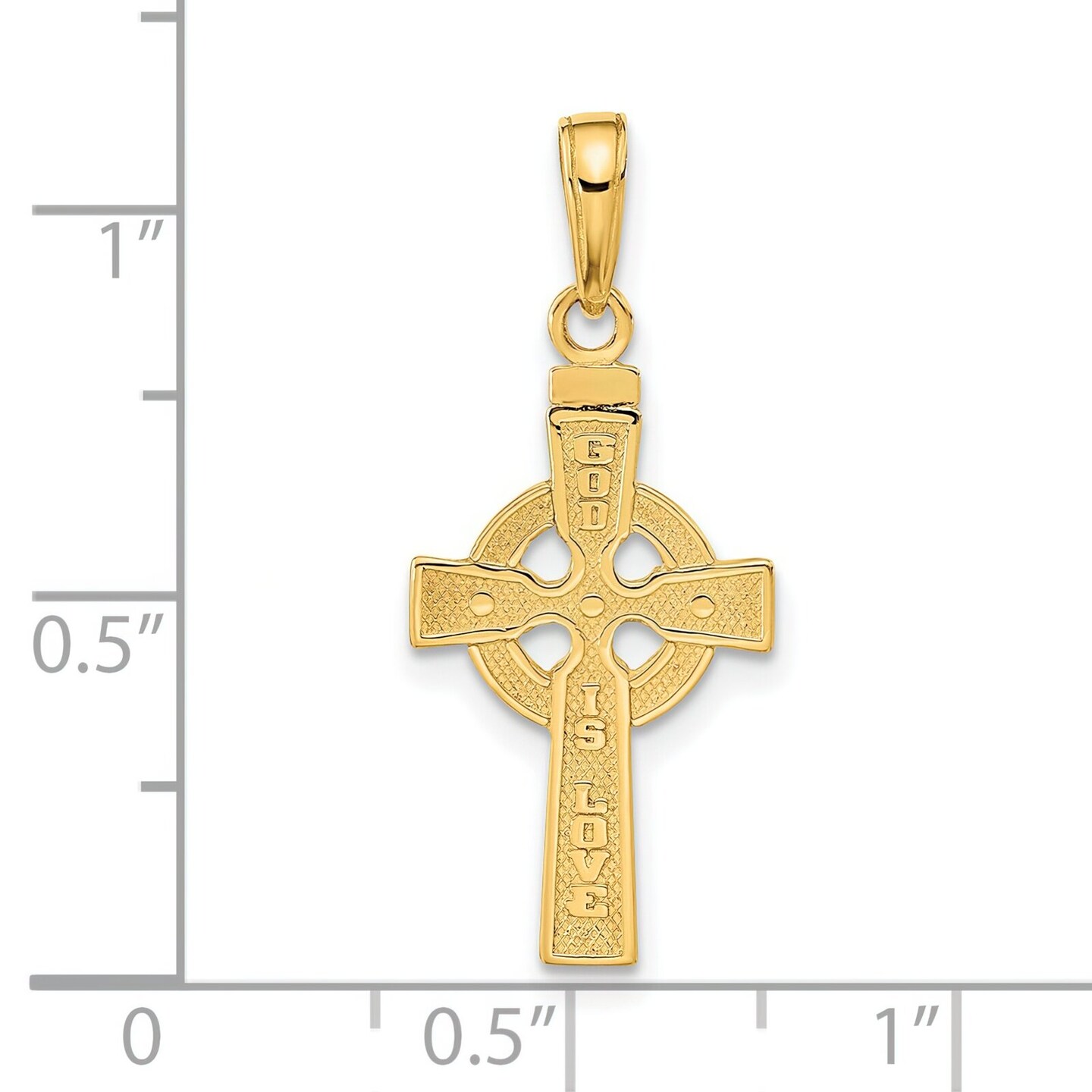 14K Yellow Gold Celtic Cross Pendant Charm Jewelry 29mm x 13mm