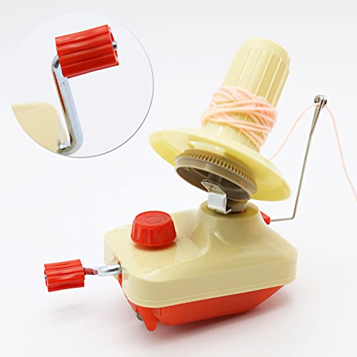 Needlecraft Yarn Ball Winder Hand Operated,Red,Portable Package,Easy to Set Up and Use,Sturdy with Metal Handle and Tabletop Clamp,Including Yarn Needles Set…