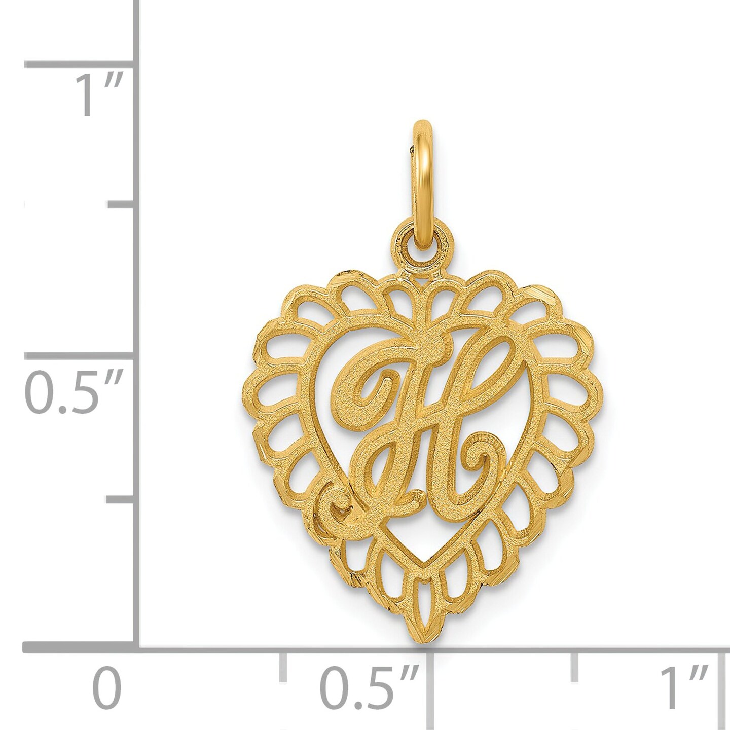 14K Gold Initial H Charm Jewelry FindingKing 23mm x 15mm