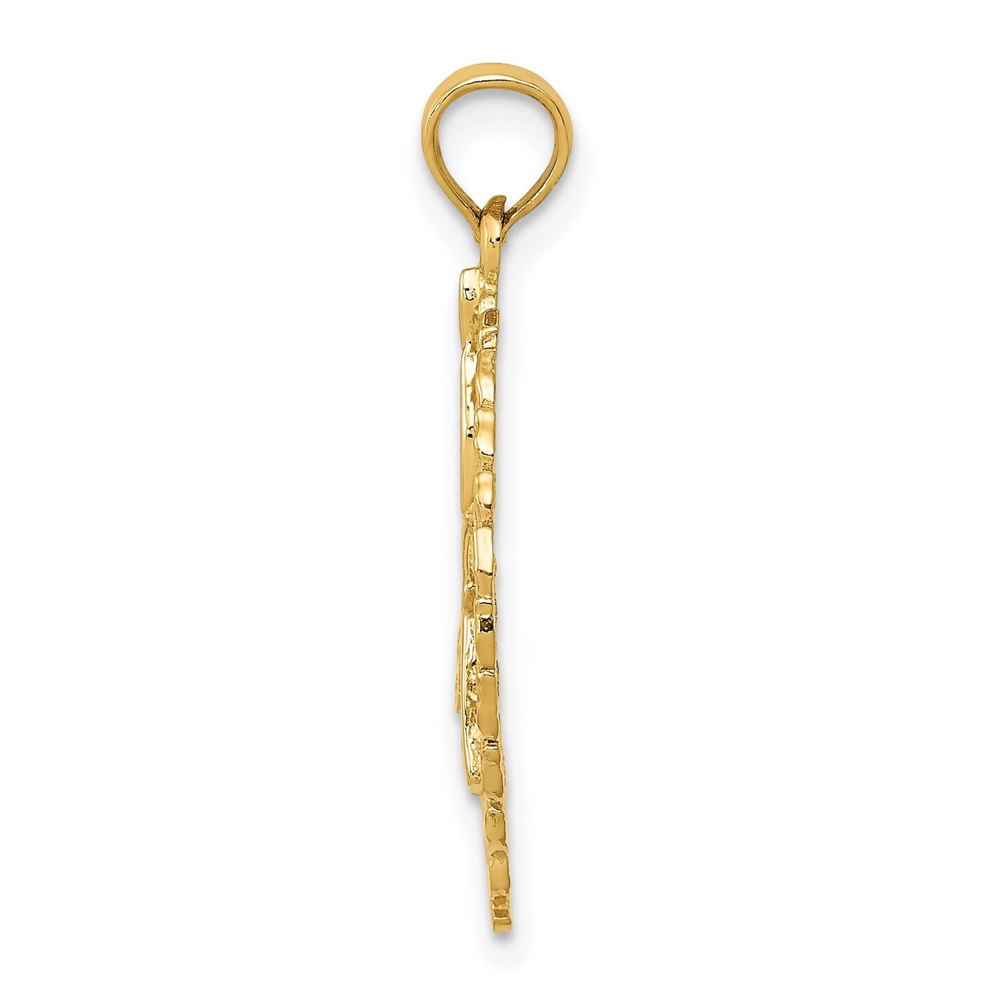 14K Gold Polished Framed Gymnast Pendant Jewelry 23.9mm x 16.4mm