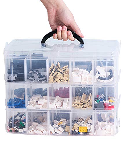 Craft Storage Box with Compartments, Clear 3-Tier 30 Sections