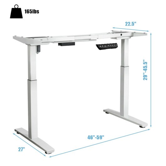 Electric Standing Computer Desk Frame with Adjustable Height and 4 Adjustable Foot Levelers