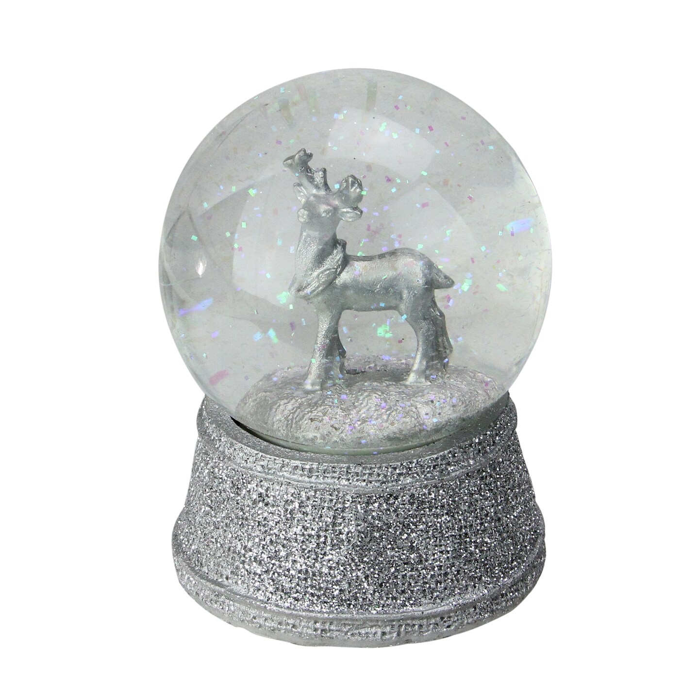 Northlight Glittered Reindeer Christmas Snow Globe - 5.5" - Silver