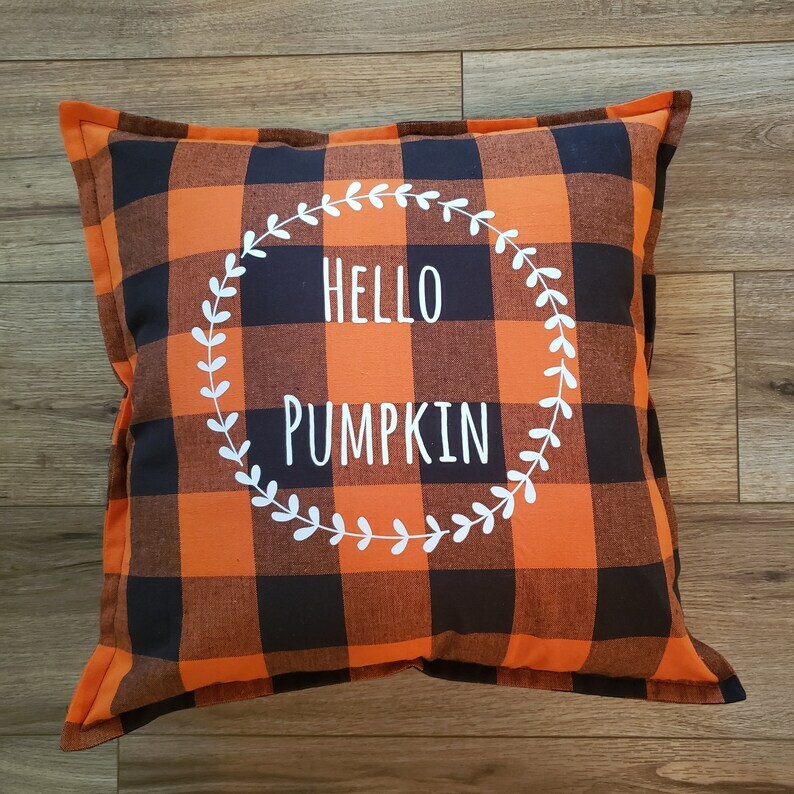 Plaid Hello Fall Pillow