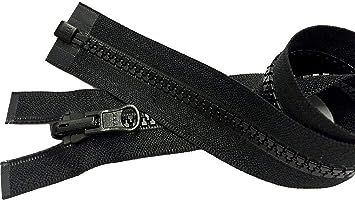 ZipperStop Wholesale YKK - Vislon Jacket Zipper Reversible Slide YKK #5 Molded Plastic Separating End Color Blck Made in USA - Custom Length (25)