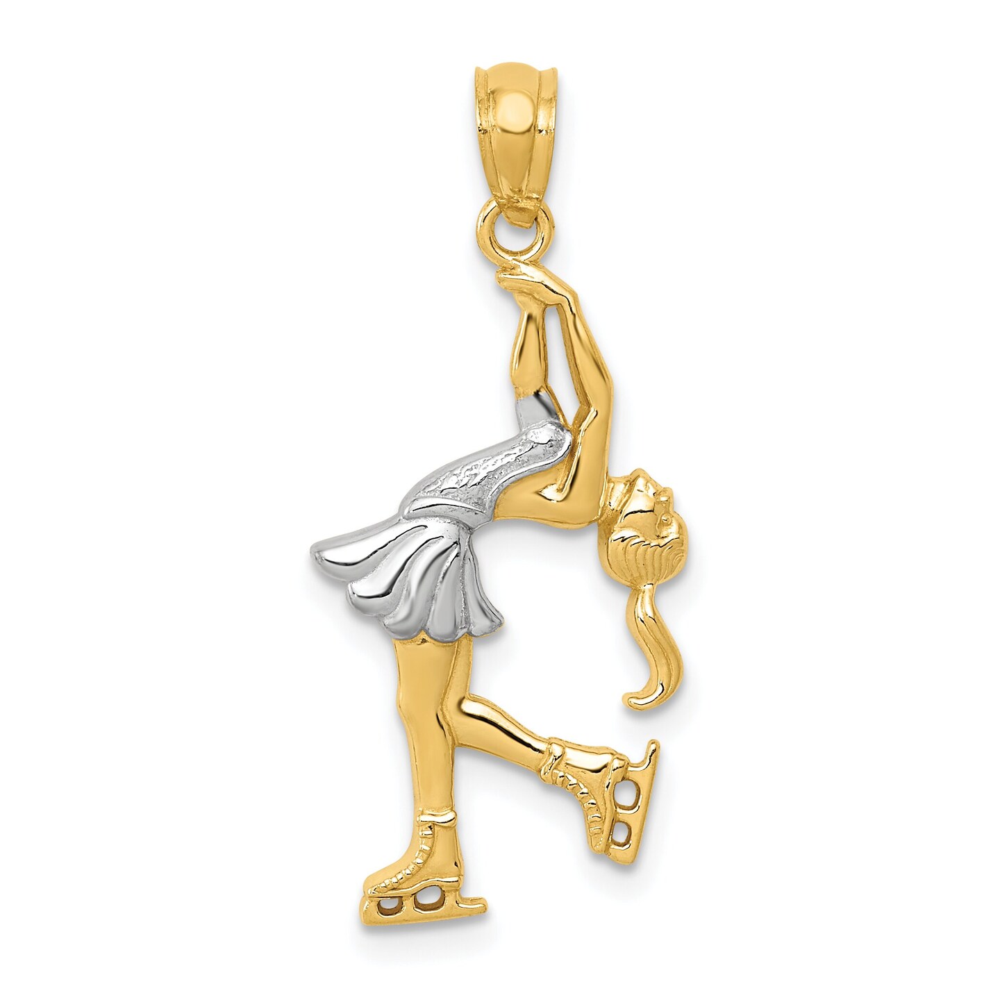 14K Two Tone Gold Ice Skater Pendant Charm Jewelry 23 x 13 mm