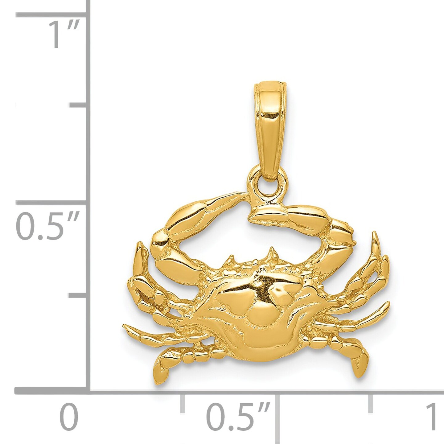 14K Yellow Gold Blue Crab Charm Ocean Pendant Jewelry 20mm x 17mm