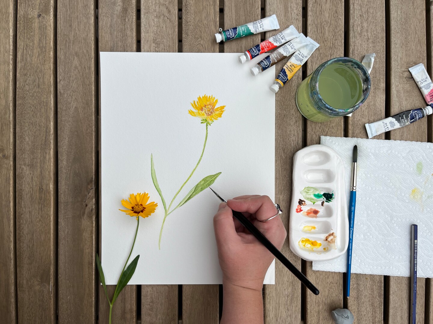 Yellow Flower Watercolor Painting image 6