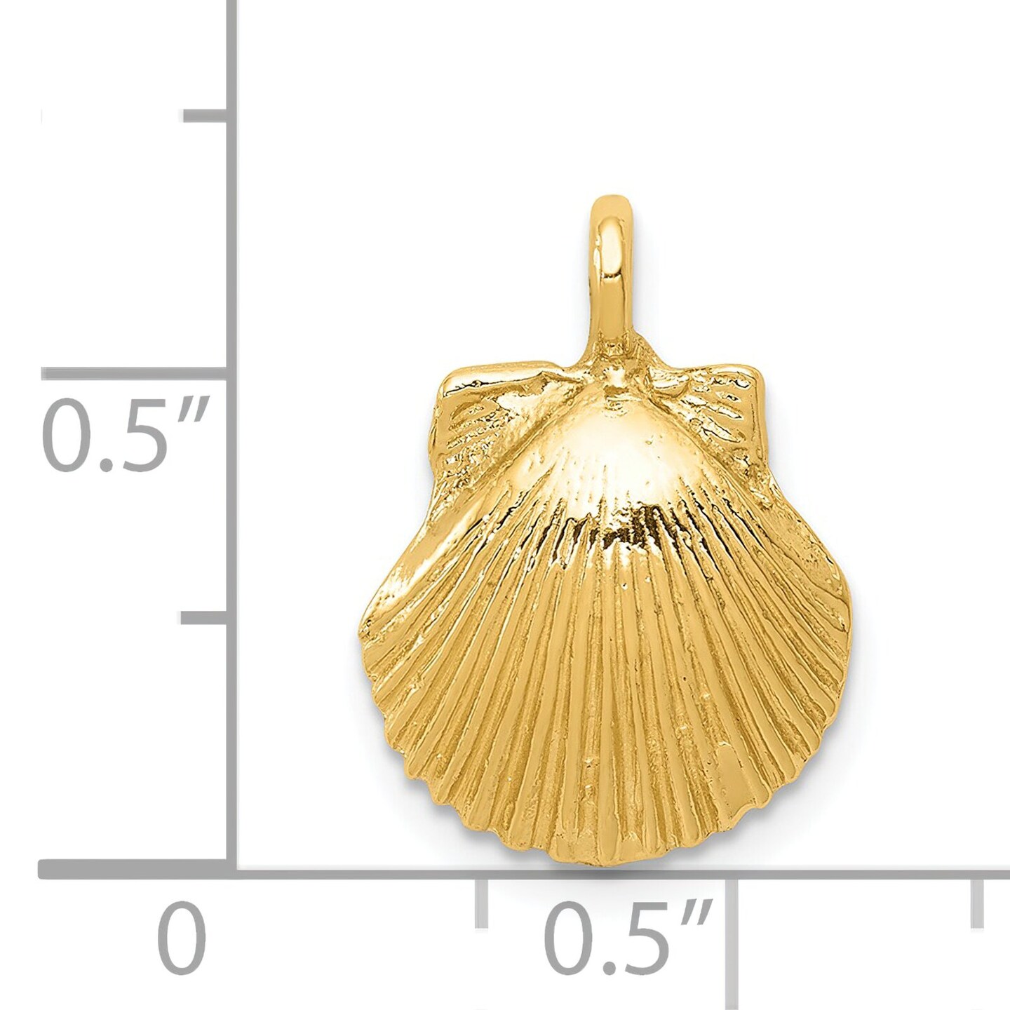 14K Yellow Gold Seashell Pendant Ocean Jewelry 18.6mm x 12.8mm