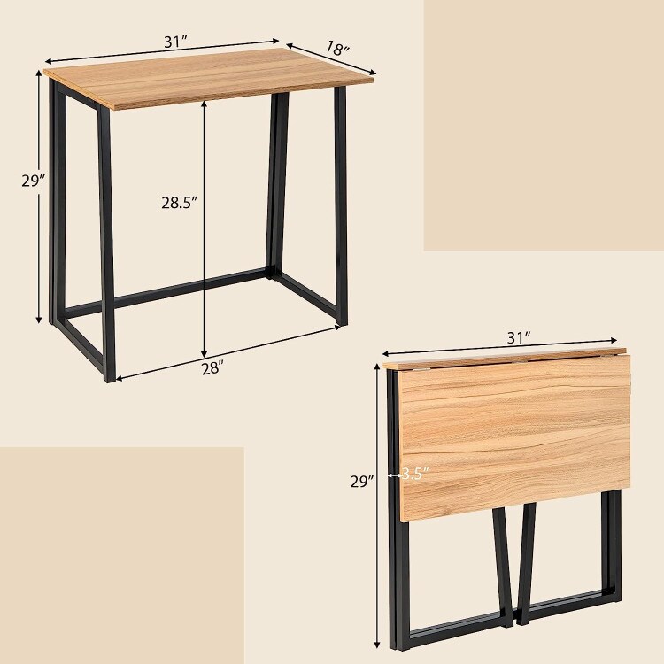 31 Inch Space-saving Folding Computer Desk for Home Office