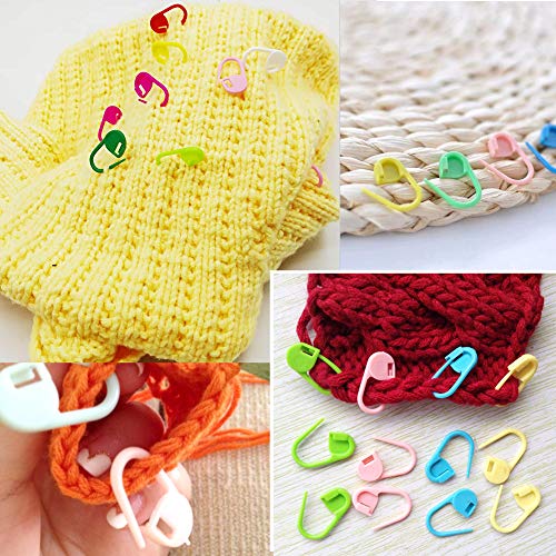 120 Pieces Knitting Crochet Stitch Markers, Colorful Knitting Markers Crochet Clips with 9 Pieces Big Eye Sewing Needles (2inch&#xD7;3/2.3inch&#xD7;3/2.7inch&#xD7;3)