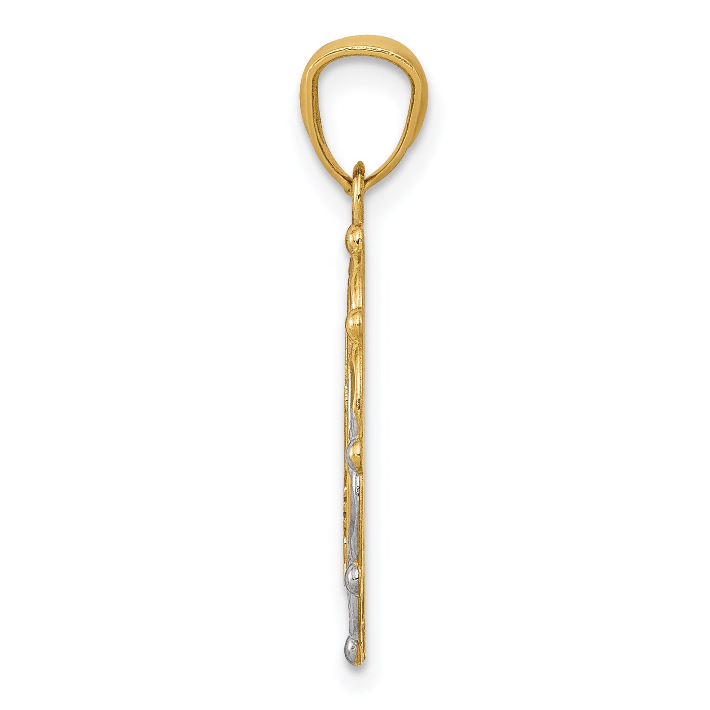 14K Two Tone Gold Baptism Pendant Charm Jewelry 18 x 16 mm