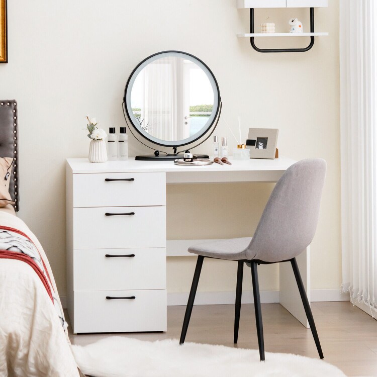 43.5 Inch Modern 4 Large Drawers Computer Desk with Metal Slides and Convenient Handle