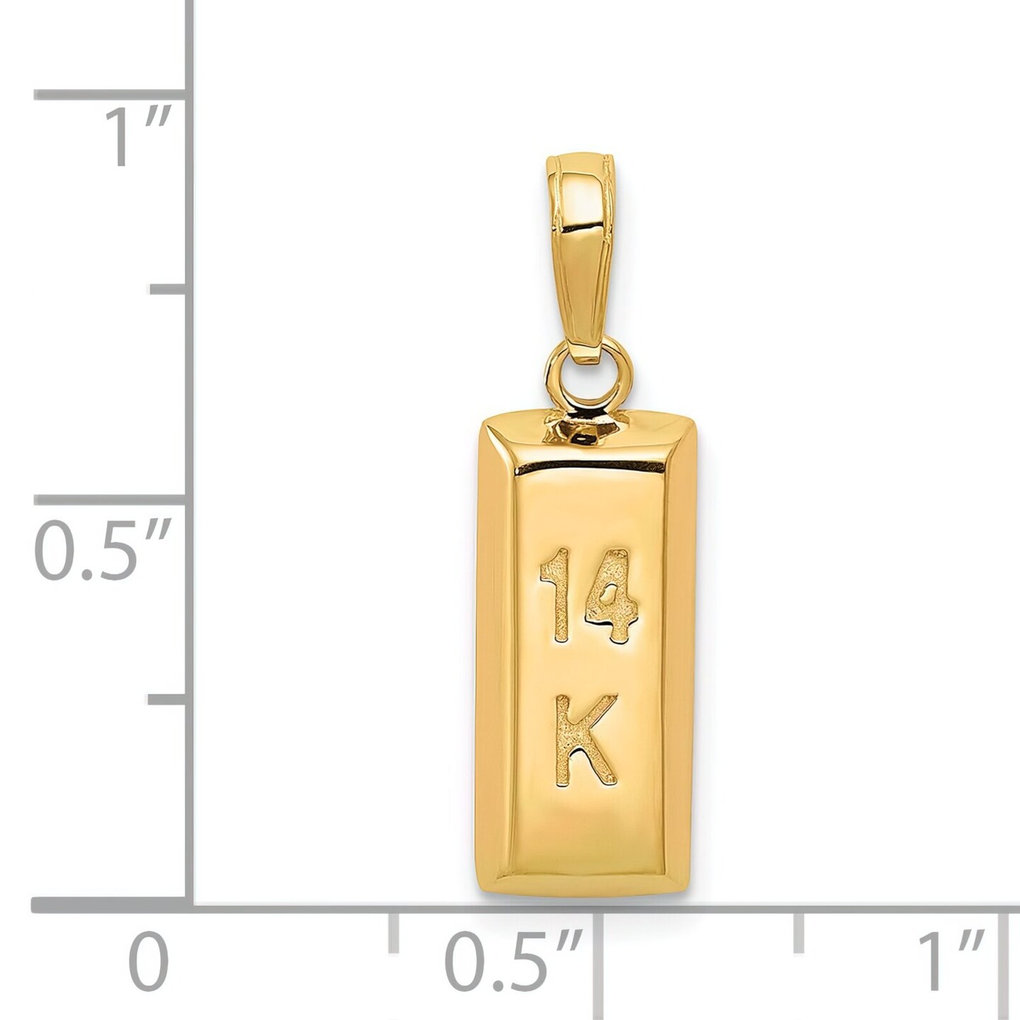 14K Yellow Gold 3D "14k Gold Bar" Charm Pendant Jewelry 22mm x 7mm