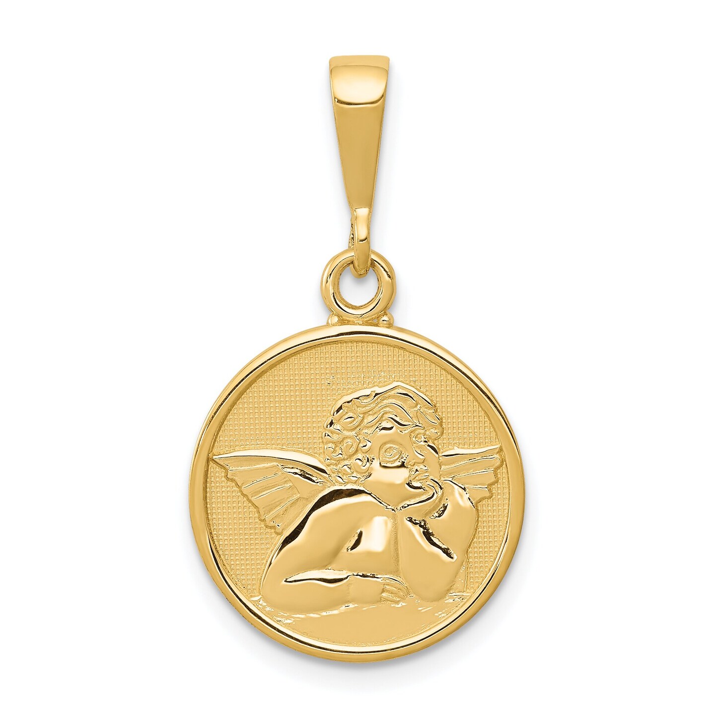 14K Yellow Gold Angel Pendant Charm Religious Jewerly 29mm x 16mm