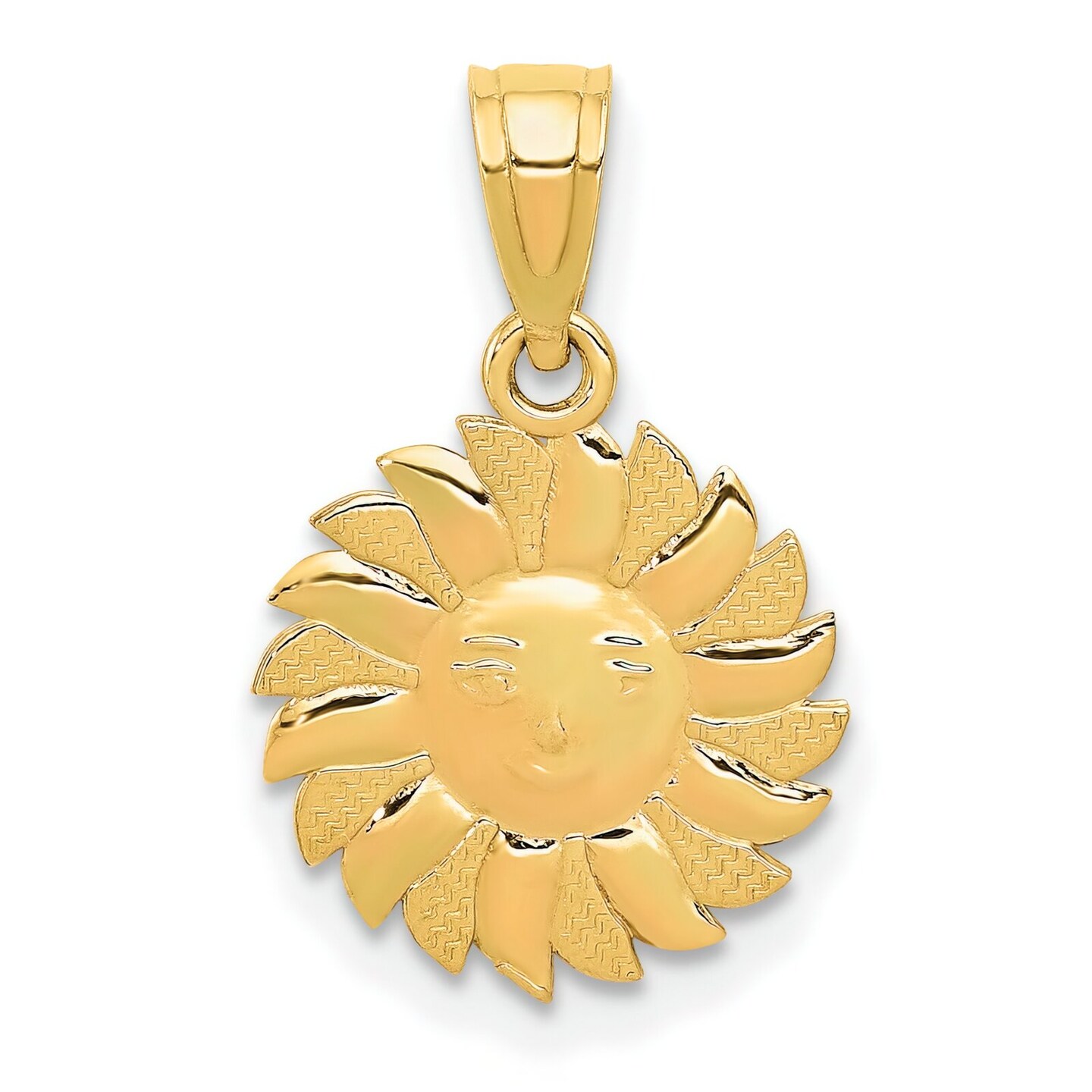 14K Gold Polished Sun with Face Pendant Jewelry 19.2mm x 11.8mm