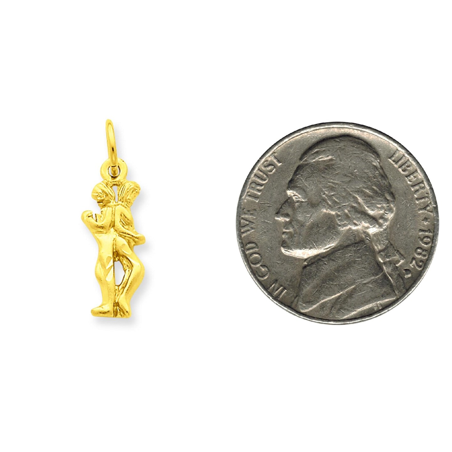 14K Gold Gemini Zodiac Charm Jewelry FindingKing 20mm x 6mm