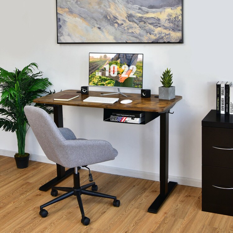 48-inch Electric Height Adjustable Standing Computer Workstation with USB Port and Hanging Hook