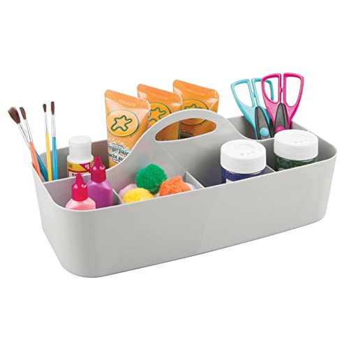 mDesign Plastic Divided Art and Craft Storage Organizer Caddy Tote