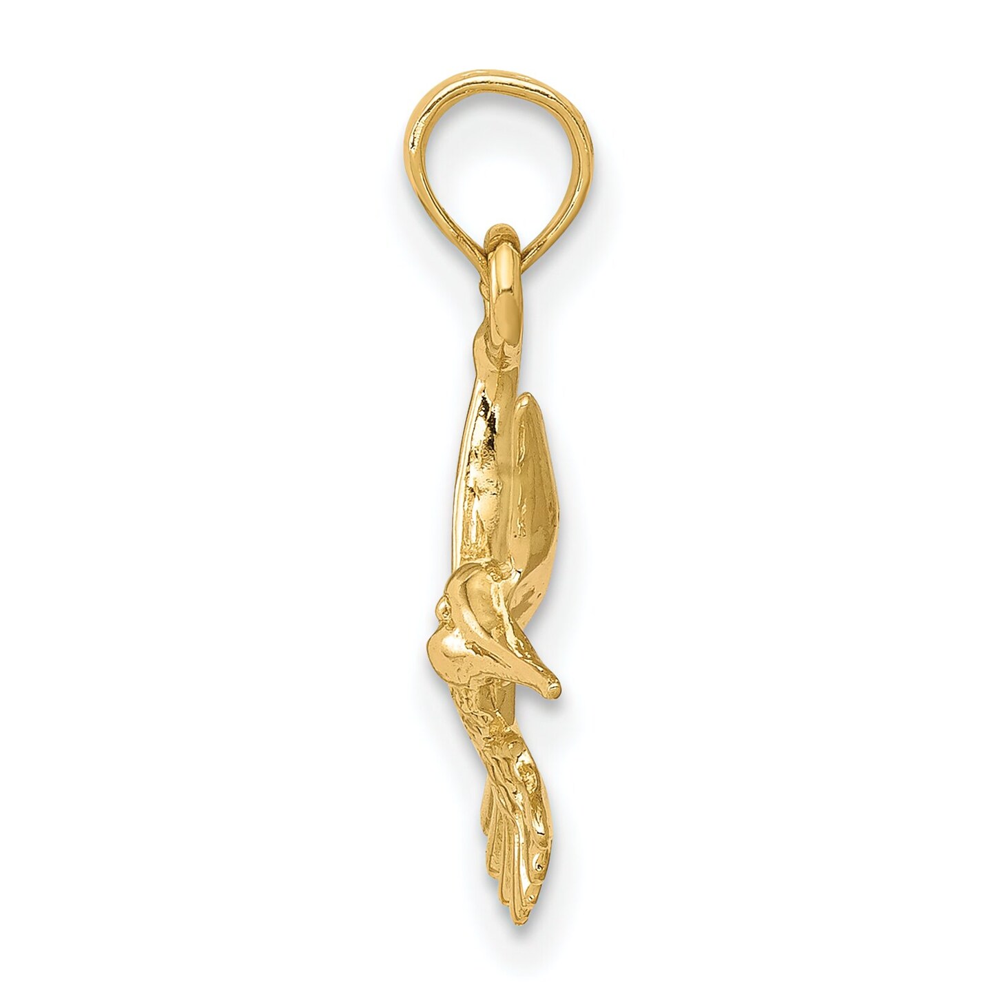 14K Gold Flying Hummingbird Charm Bird Pendant Jewelry 20 X 13mm