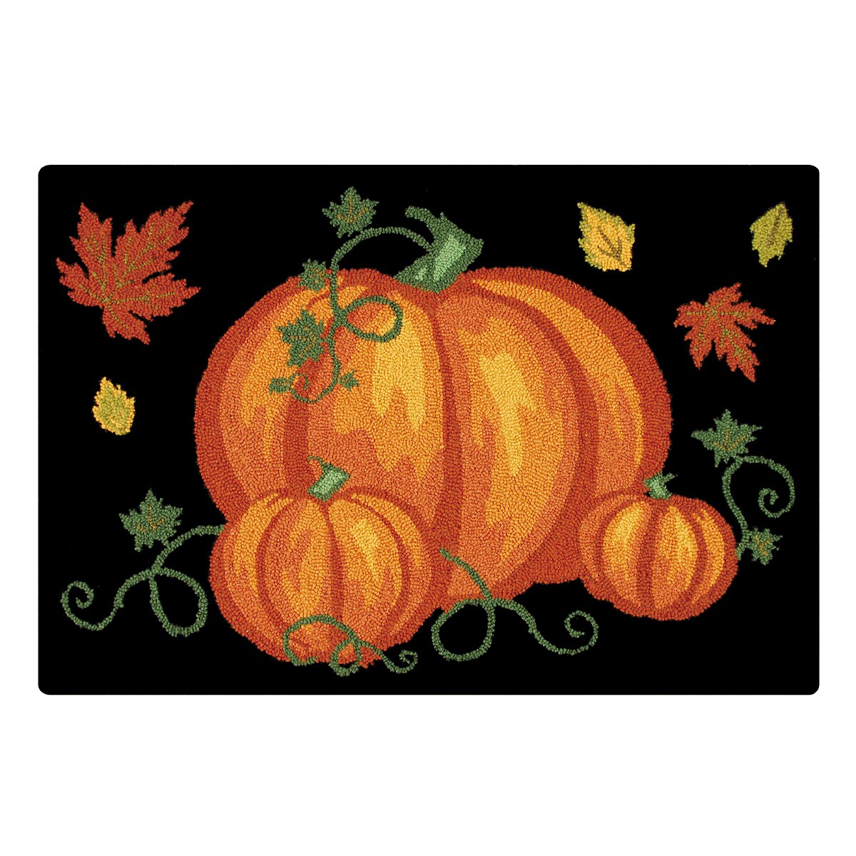 Pumpkin Patch Halloween Harvest Hooked Rug Decor Decoration