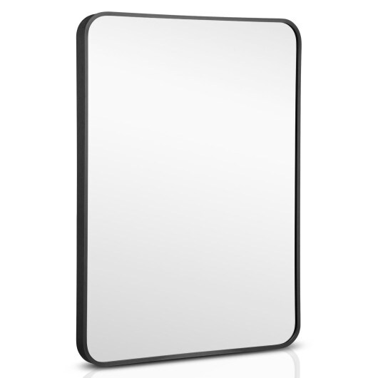 Rectangular Metal Framed Bathroom Mirror with Rounded Corners