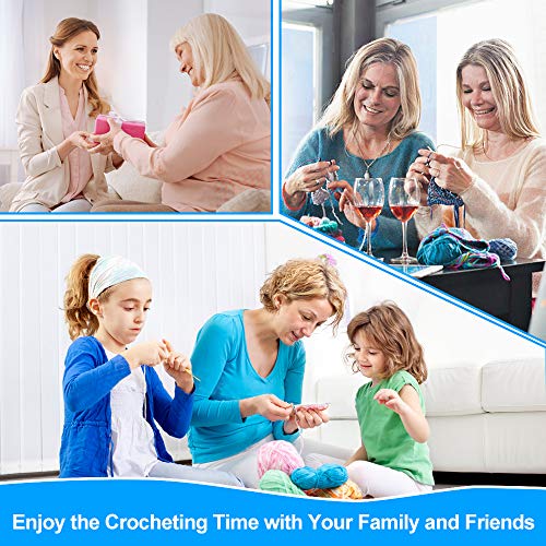 37 PCS Crochet Hooks Set, High Quality Coloured Aluminum Ergonomic Handle Crochet, Hook Needles for Arthritic Hands, with Stitch Markers and Large-Eye Blunt Needles