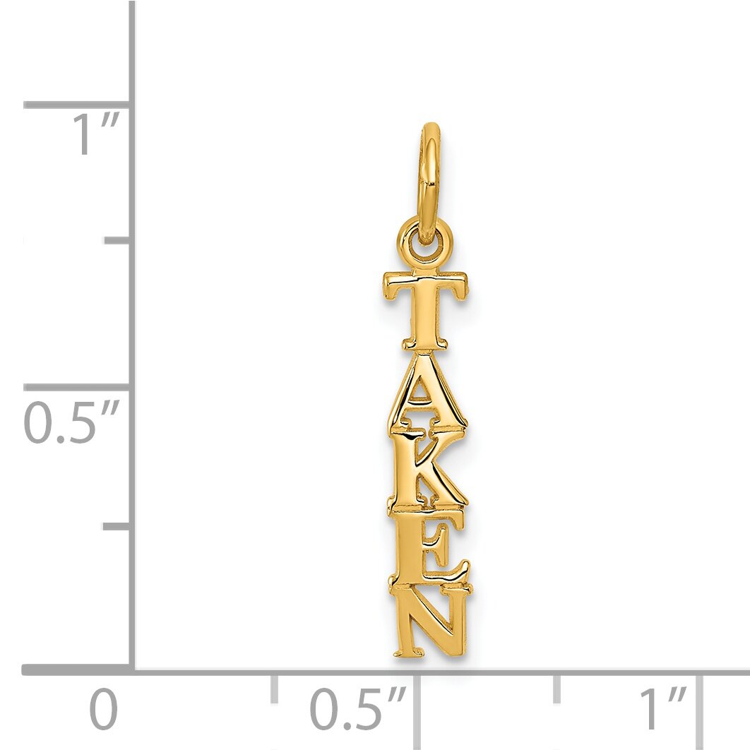 14K Yellow Gold Taken Charm Love Relationship Pendant Jewerly 23mm x 3mm