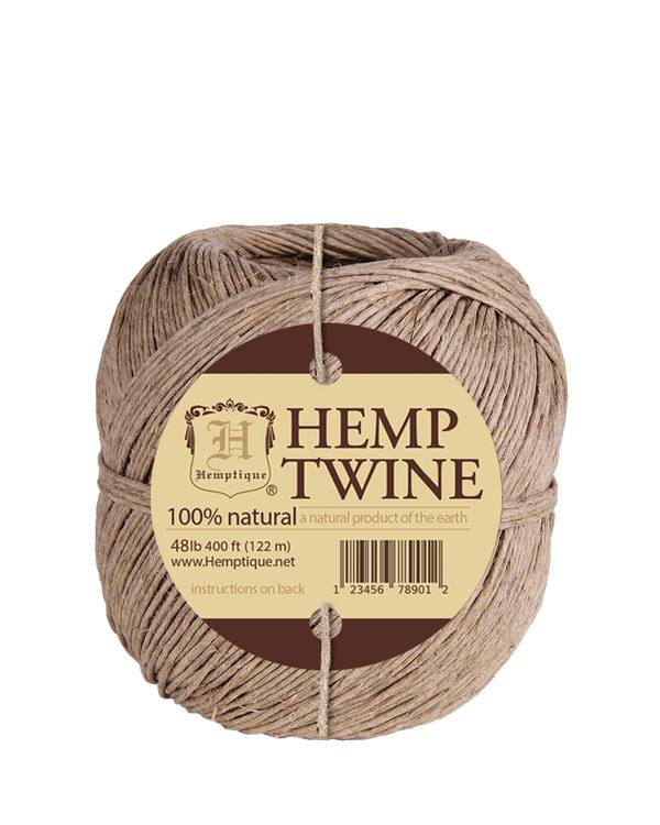 Hemptique Hemp Twine Ball Eco Friendly Sustainable Naturally Grown Fiber Outdoor Gardening Gift Wrapping Scrapbooking Bookbinding Crafting