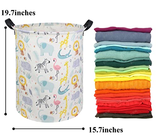 HIYAGON Baby Laundry Basket Baby Hamper for Nursery Boy and Girl Cute Kids  Toy Storage Basket Organizer Bins Safari Animal Room Decor(Colorful  Animals)