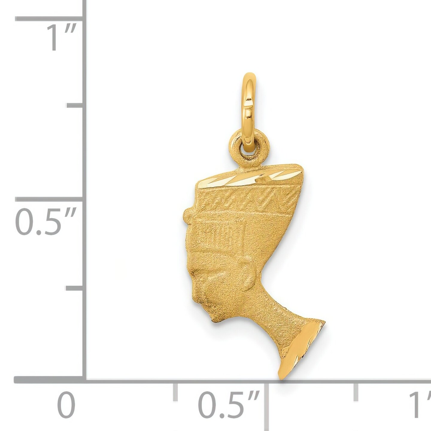 14K Gold Queen Nefertiti Charm Egyptian Jewelry New |A 22mm x 10mm