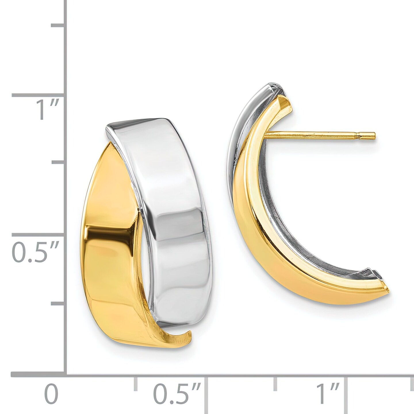 14K Two Tone Gold Stud Earrings Jewelry FindingKing 16mm x 10mm