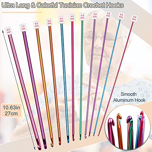 Coopay Tunisian Crochet Hooks Set UK, Includes 11 Metal Tunisian Afghan  Knitting Needles 2-8 mm for Beginner Adults, 120cm Long Bamboo Tunisian  Crochet Hooks with Cables 3-10mm for Big Blanket – BigaMart