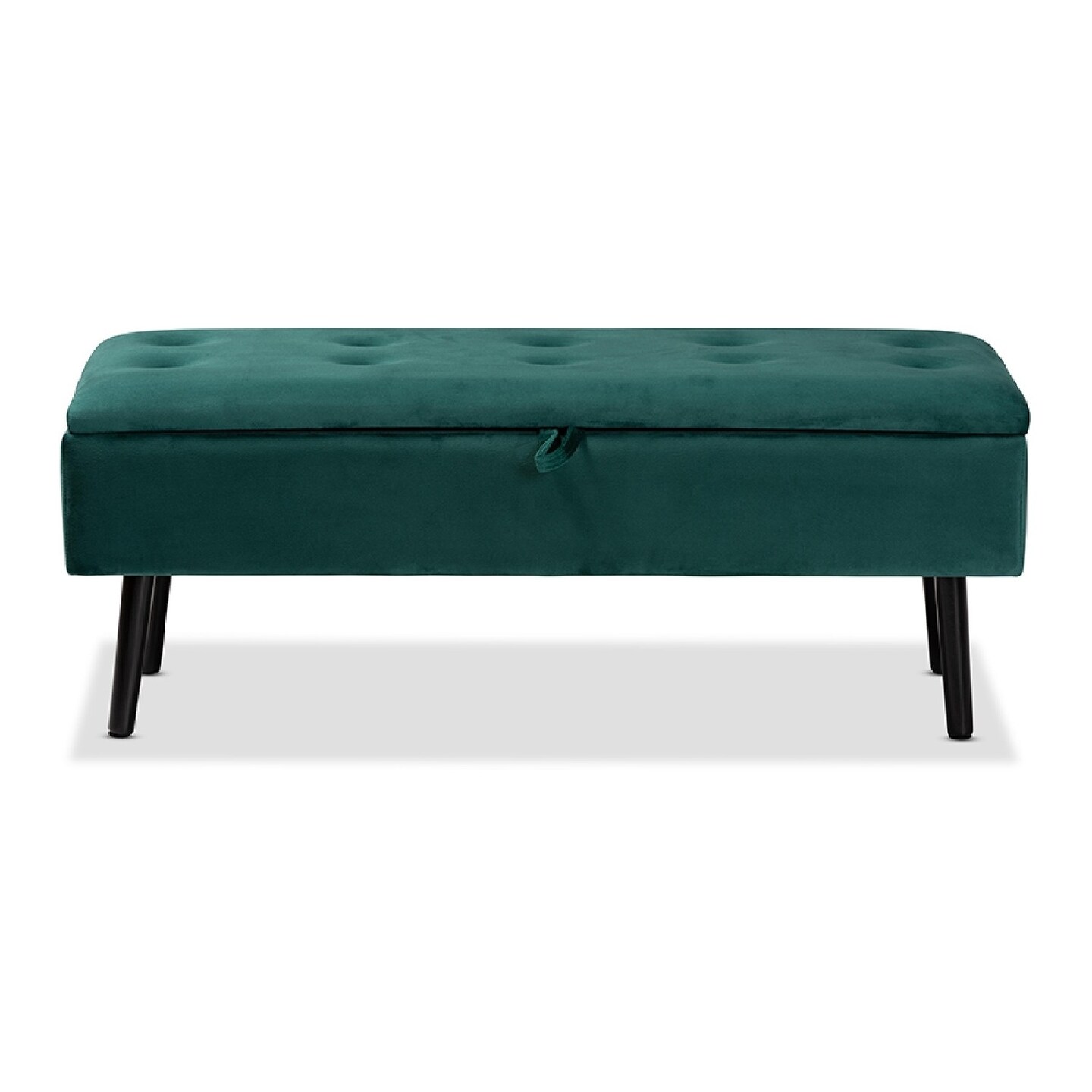 Wholesale Interiors Baxton Studio Caine Modern and Contemporary Green Velvet Fabric Upholstered and Dark Brown Finished Wood Storage Bench