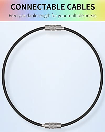 4 Inch Wire Keychain Cable in 6 Assorted Colors Large Stainless Steel Key Ring Loop Holder for Outdoor Hiking Heavy Duty Connectable Luggage Tag Keeper for Sport and Travel, 12 Pack