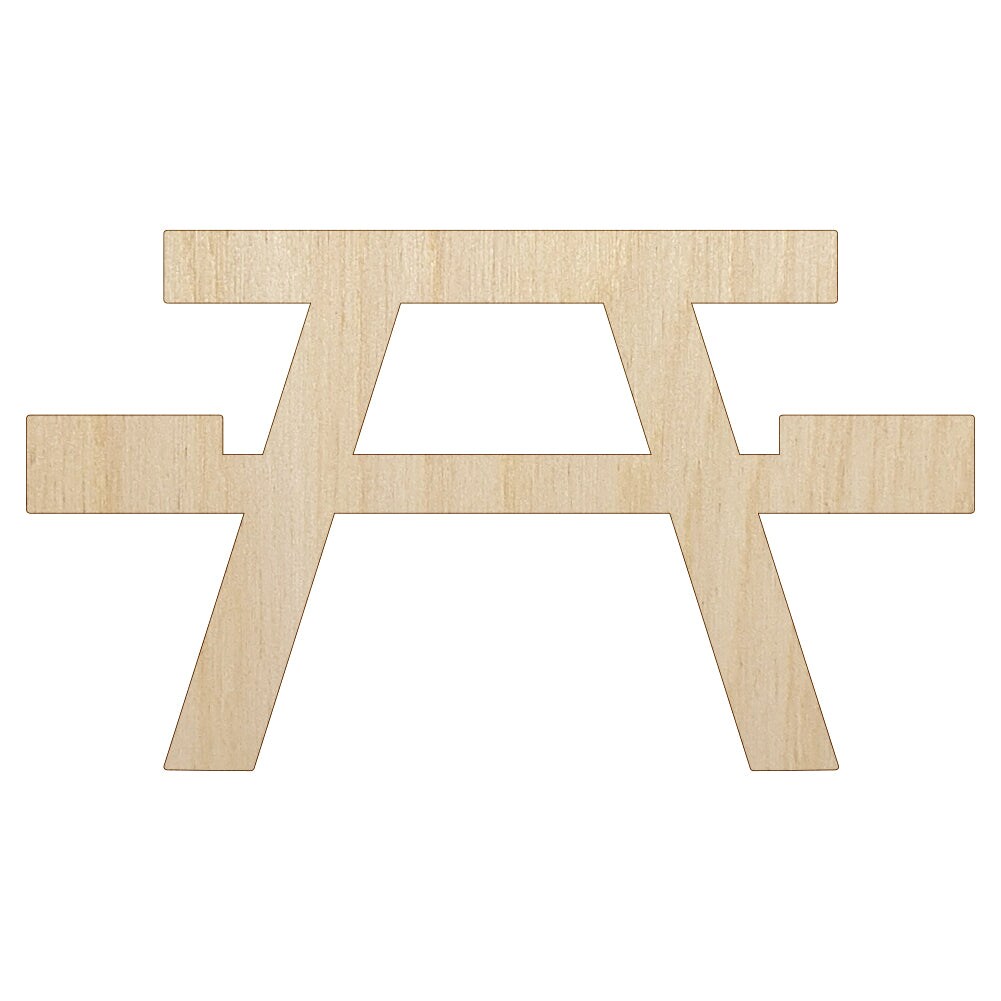 Picnic Table Solid Unfinished Wood Shape Piece Cutout for DIY Craft Projects