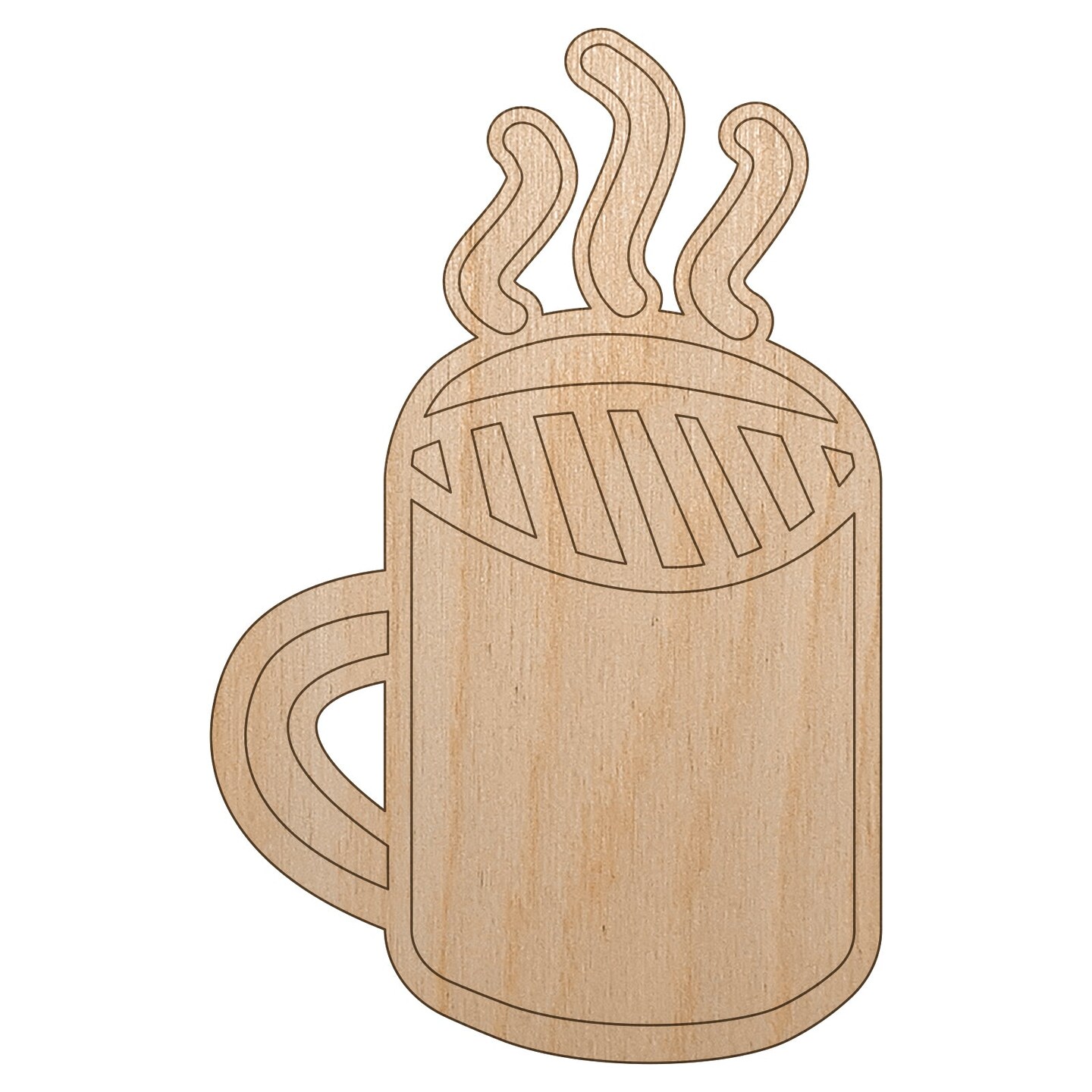 Steaming Coffee Mug Doodle Unfinished Wood Shape Piece Cutout for DIY Craft Projects
