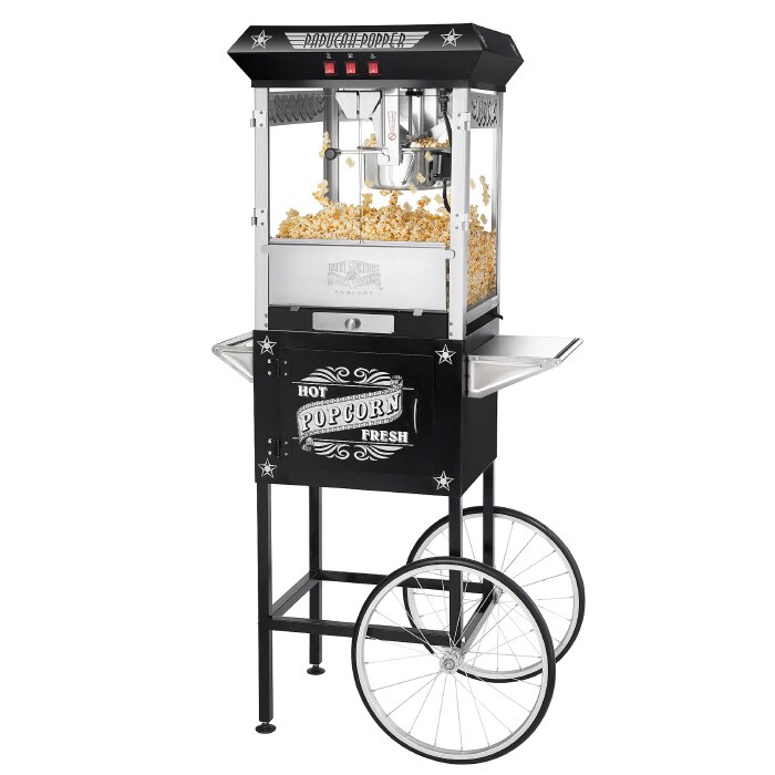 Great Northern Black Antique Popcorn Popper Machine 8 Ounce With Cart