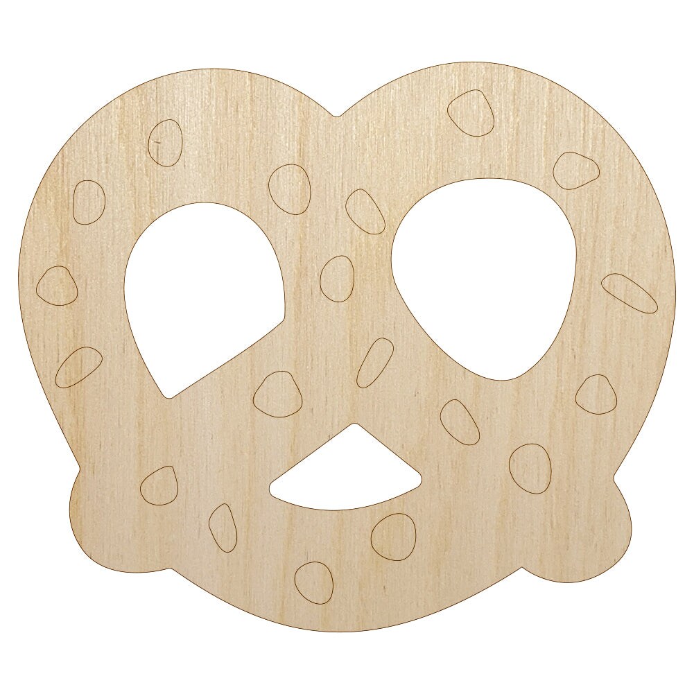 German Pretzel with Salt Unfinished Wood Shape Piece Cutout for DIY Craft Projects