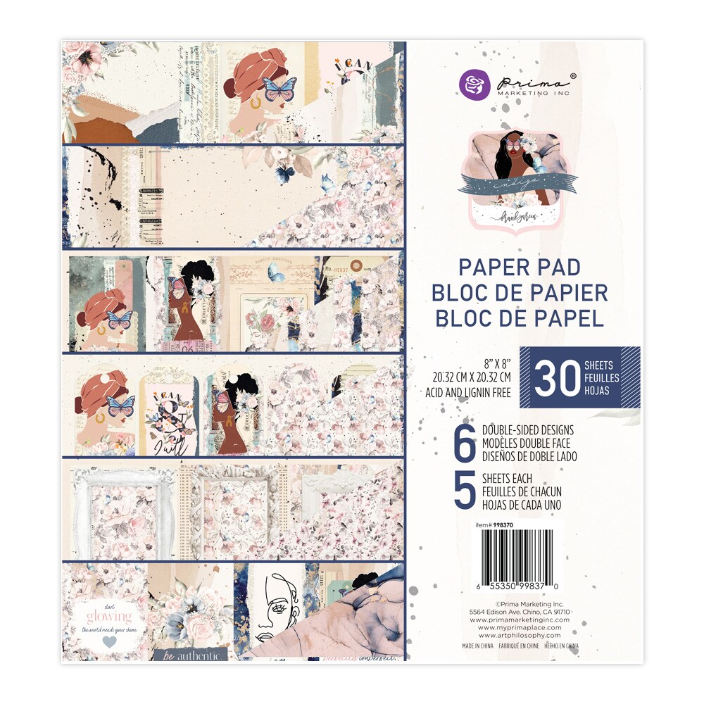 Prima Marketing Inc. Indigo 8x8 Double-Sided Cardstock Paper With Foil-30 sheets