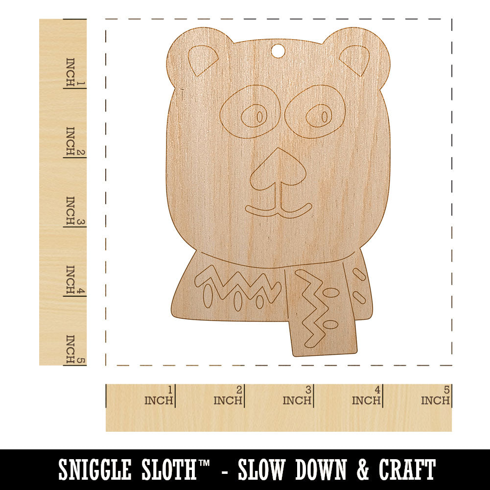 Cozy Polar Bear Unfinished Craft Wood Holiday Christmas Tree DIY Pre-Drilled Ornament