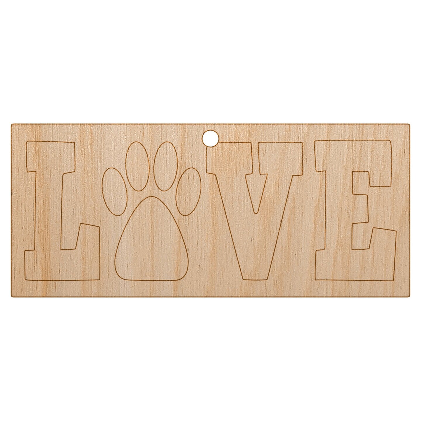 Love Paw Print Ornament - Raw Wood Love Paw Print Ornament - Raw Wood