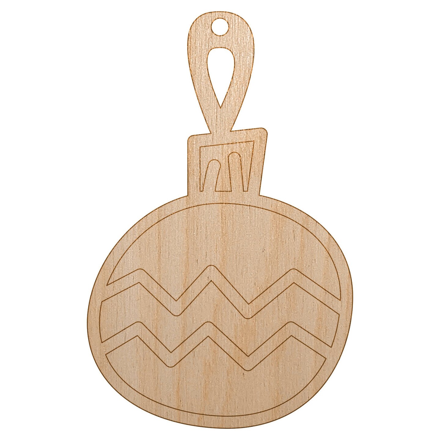 Christmas Xmas Ornament Zig Zag Doodle Unfinished Craft Wood Holiday Christmas Tree DIY Pre-Drilled Ornament