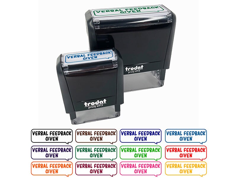Verbal Feedback Given Speech Bubble Teacher Student School Self-Inking Rubber Stamp Ink Stamper