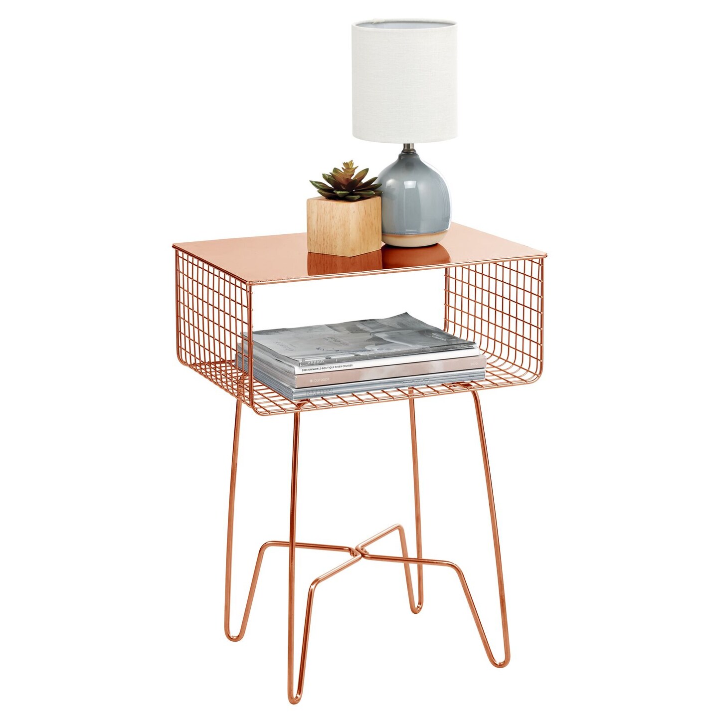 mDesign Modern Farmhouse Home Decor End Table, Metal Wire Storage Shelf Michaels