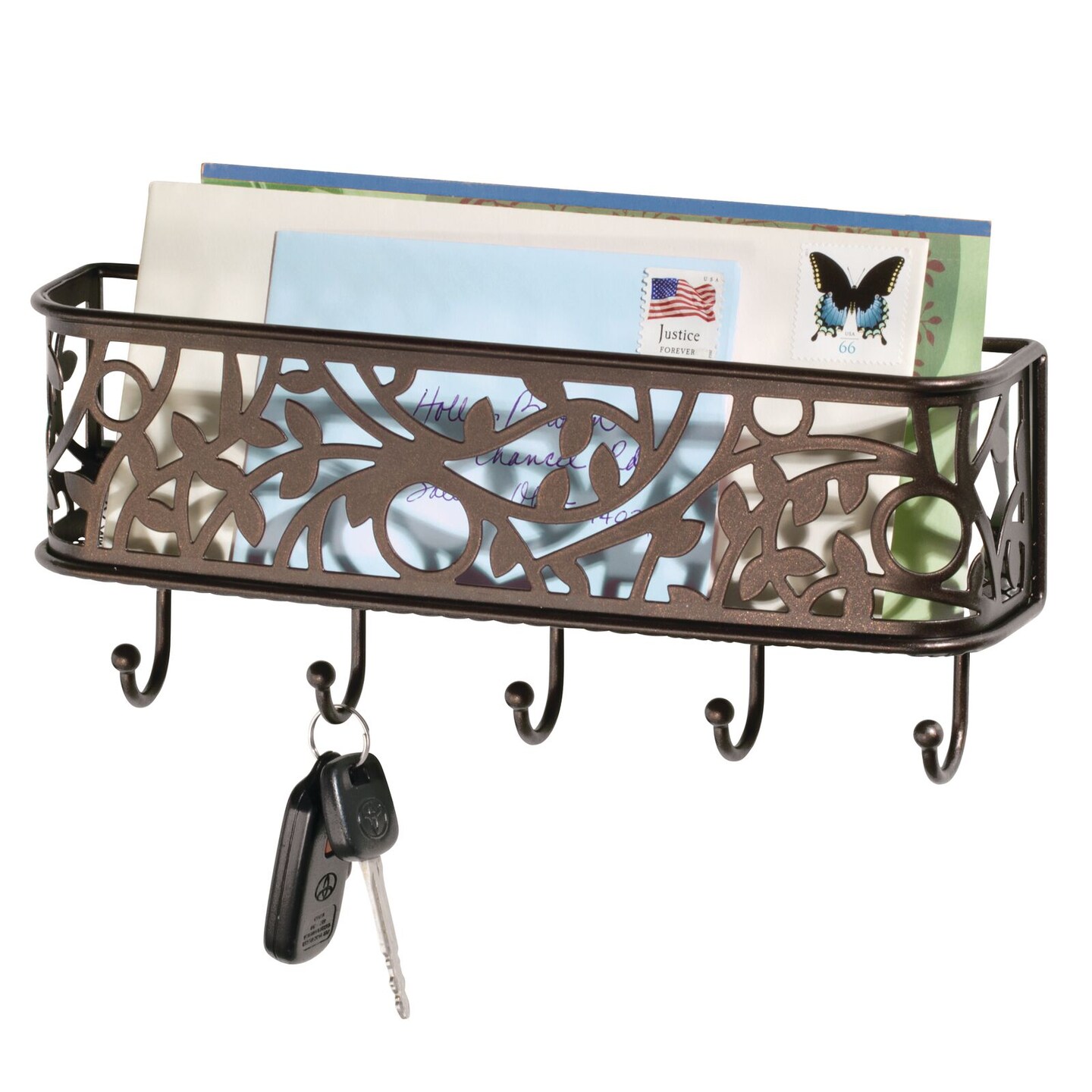 mDesign Metal Wall Mount Entryway Storage, Mail Sorter Basket