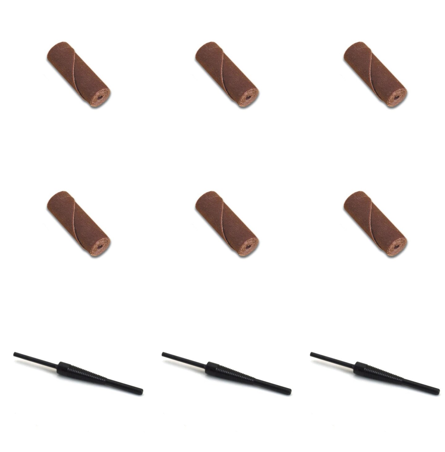 6 Jeweler Polishing Cartridges 1 1/2"x1/2" Fine Grit & 3 Mandrels 3/32