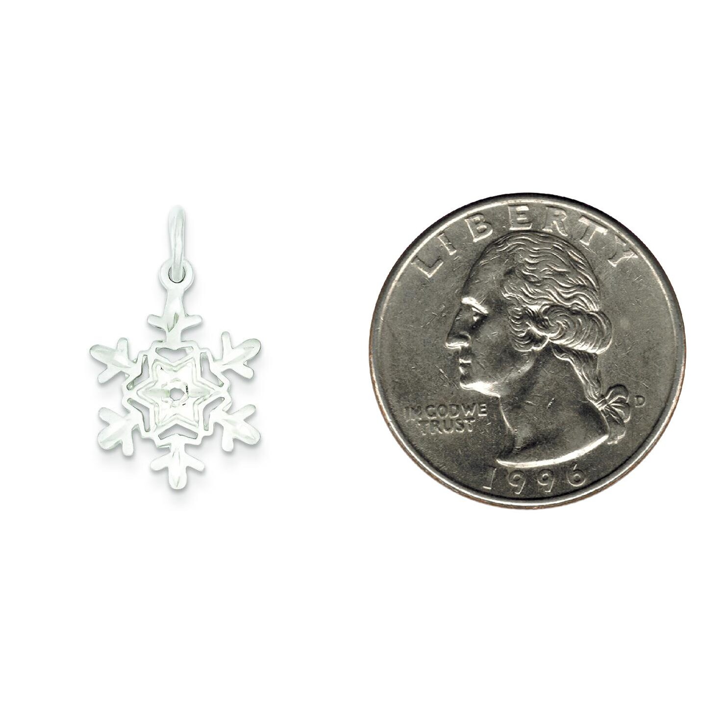 Sterling Silver Snowflake Charm Christmas FindingKing Jewerly 26mm x 16mm