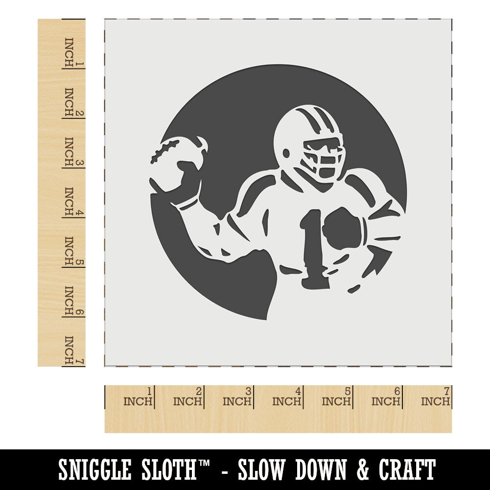 American Football Quarterback Throwing Ball Wall Cookie DIY Craft Reusable Stencil
